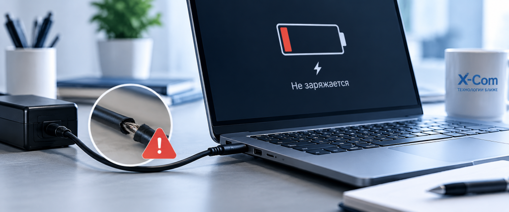 Ноутбук не заряжается из-за неисправности кабеля