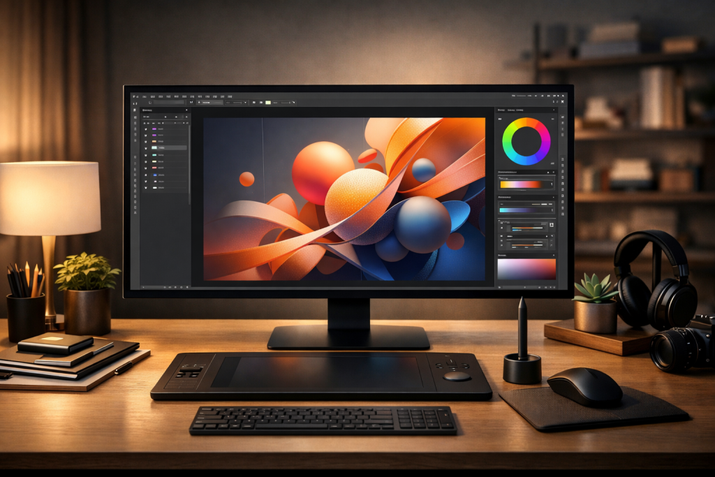 Дизайнерский рабочий стол с монитором.png