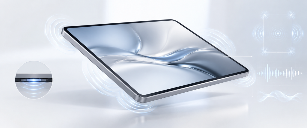 Вибрационная система динамиков без отверстий в корпусе iPad
