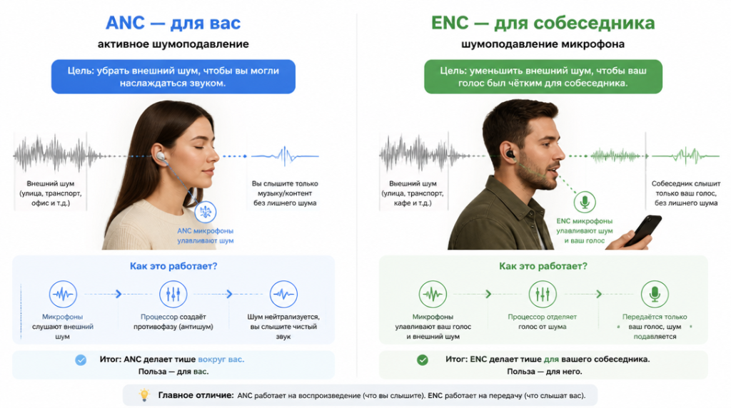 Разница между ANC и ENC