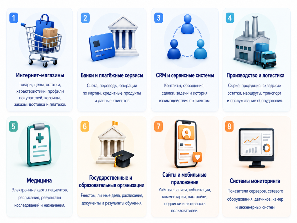 Примеры применения баз данных в бизнесе и цифровых сервисах