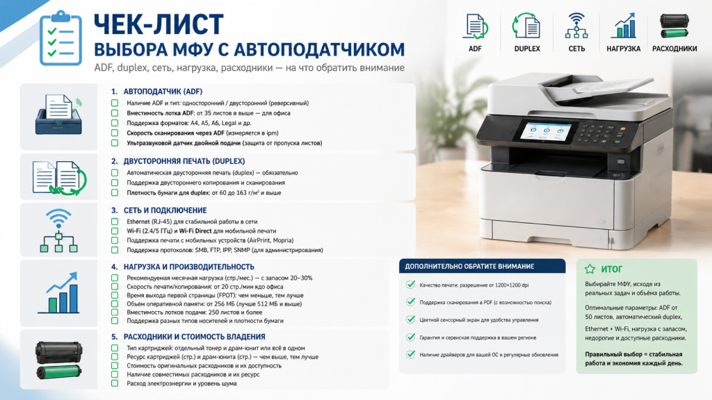 Чек-лист выбора МФУ с автоподатчиком