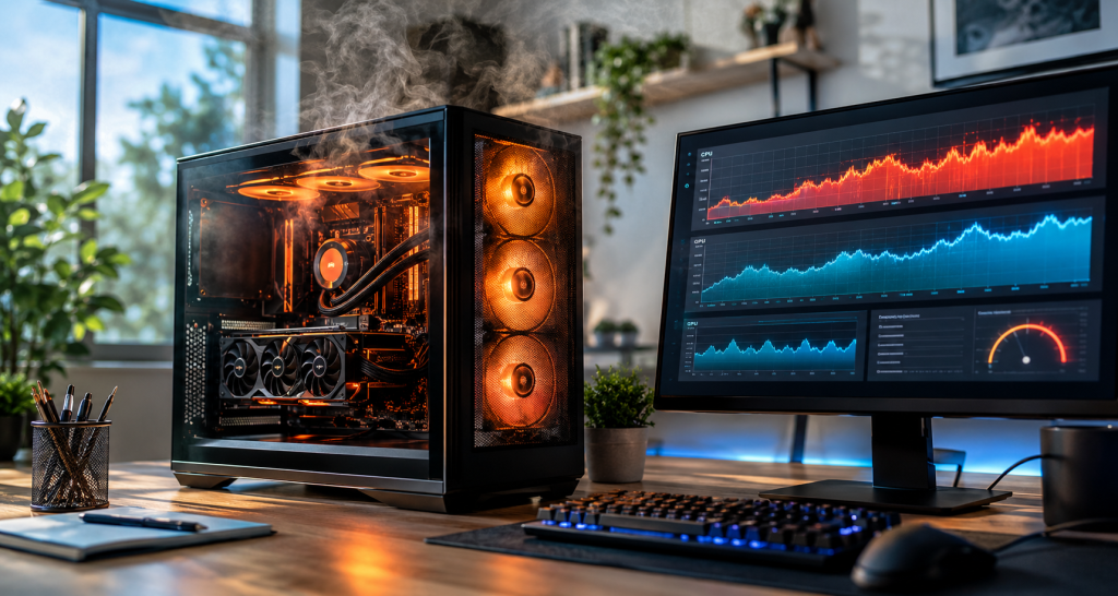 монитор с графиками температуры CPU и GPU