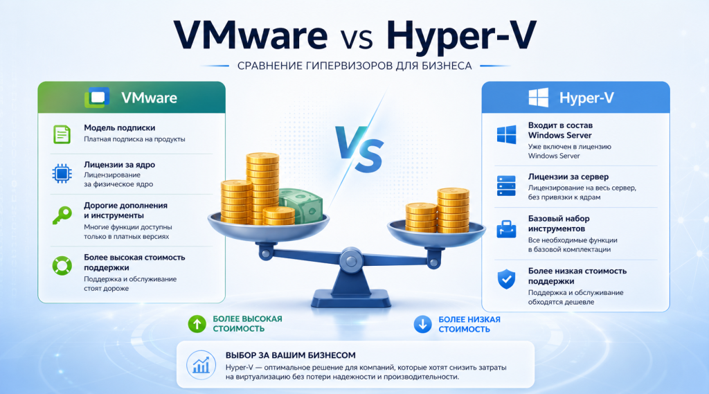 Сравнение платформ виртуализации VMware и Hyper-V для бизнеса