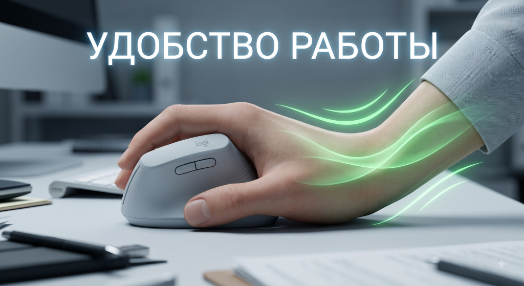 Удобство работы с эргономичной вертикальной мышью