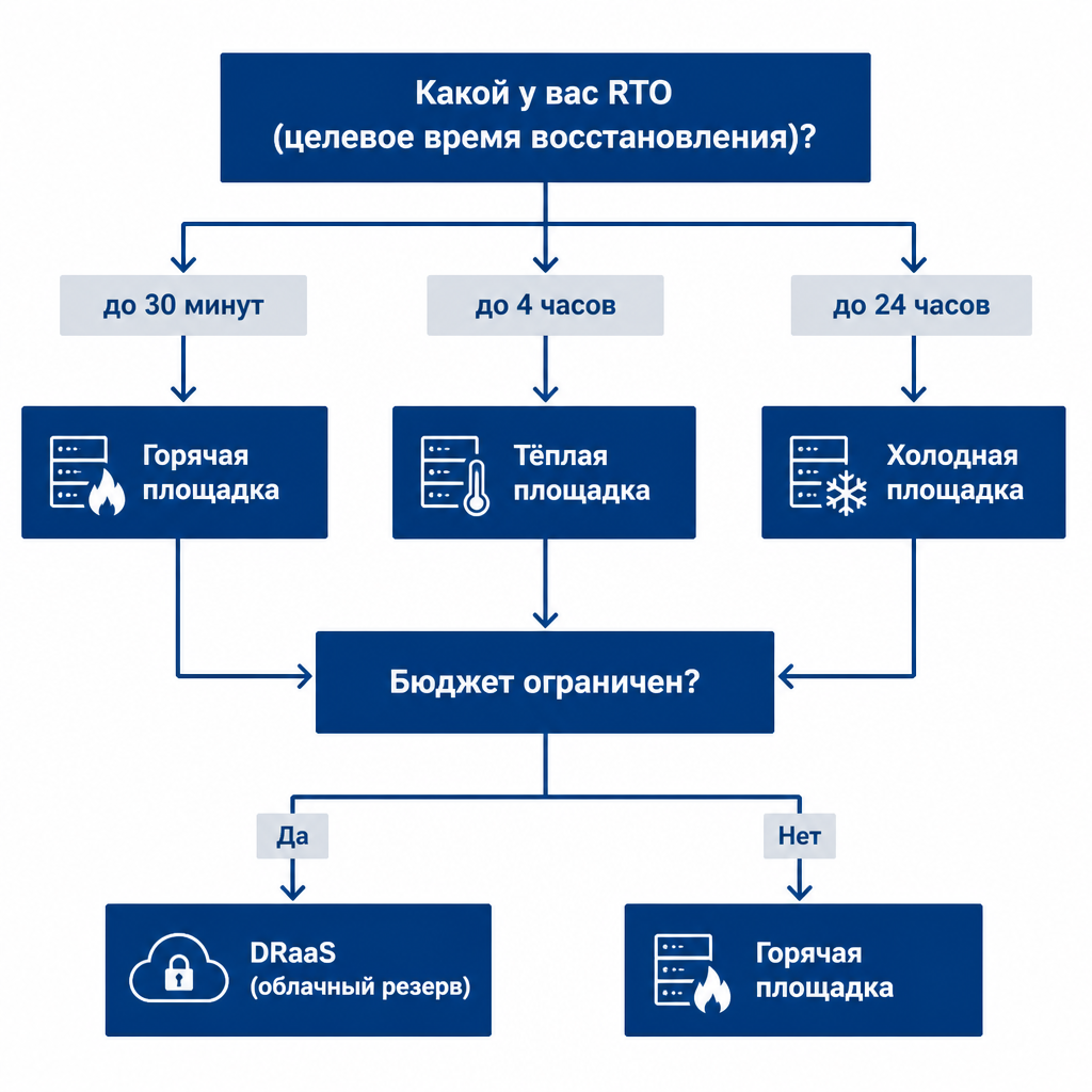 Руководство recovery: алгоритм выбора резервной площадки в зависимости от RTO и бюджета