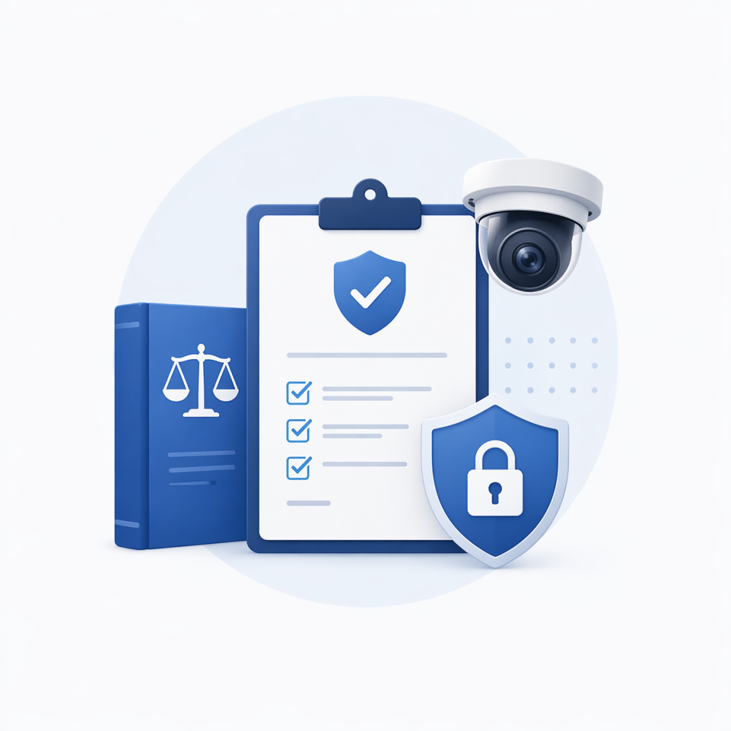 Иконка законодательства и правил использования видеонаблюдения на предприятии