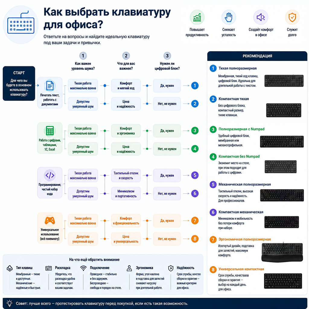 Схема выбора клавиатуры для офиса