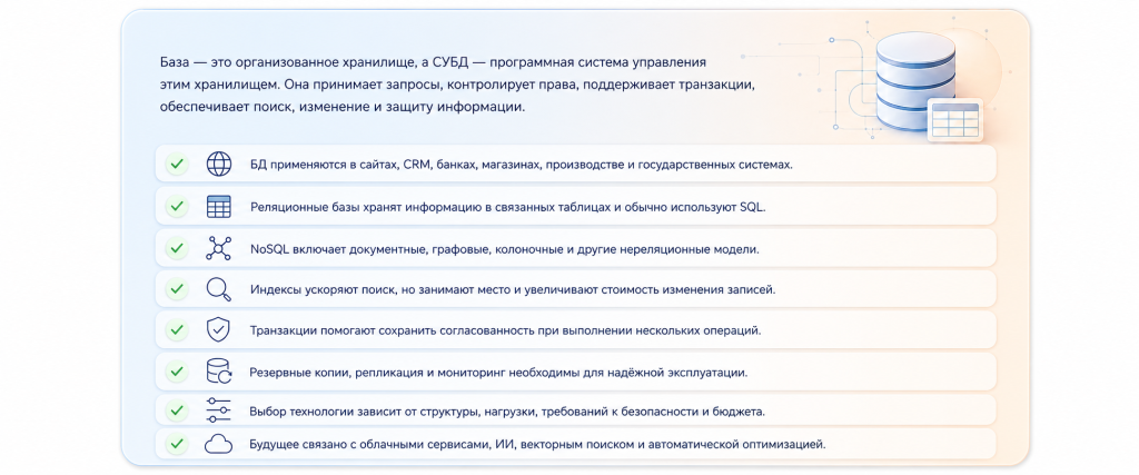 Основные понятия о базах данных и системах управления базами данных