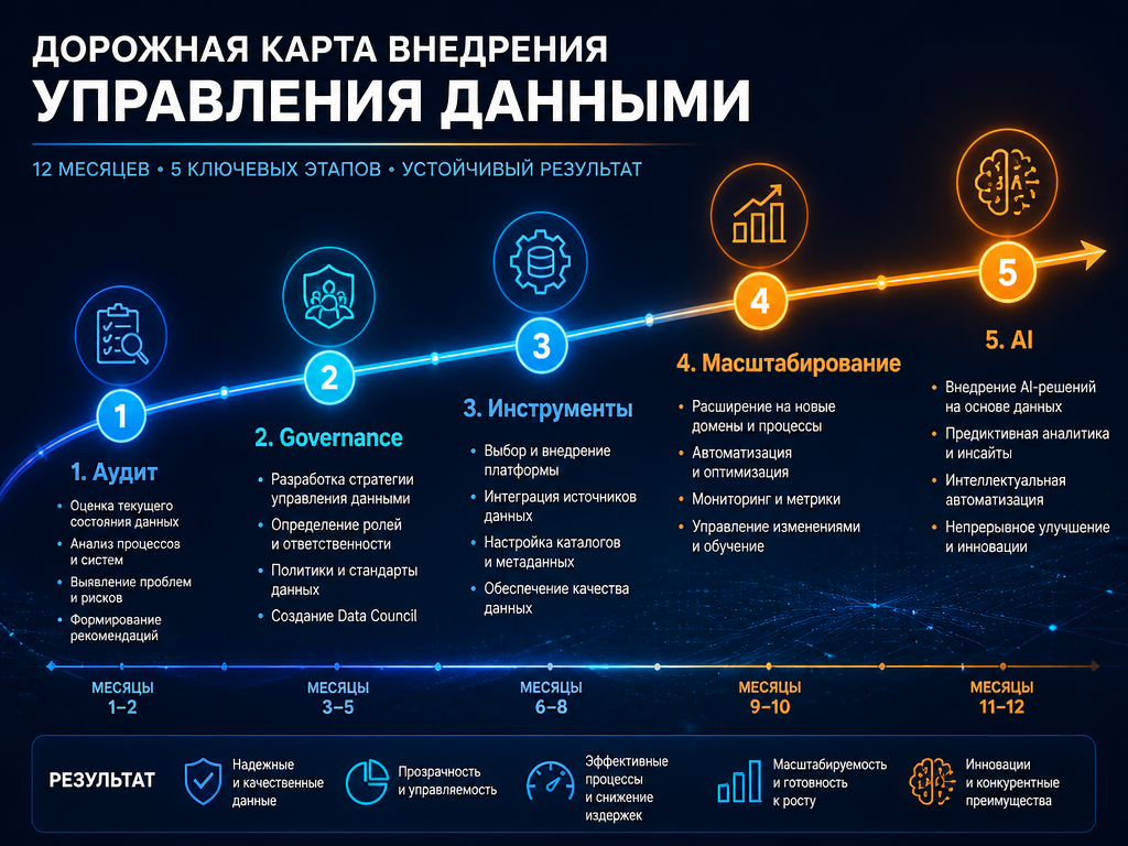 Дорожная карта внедрения Data Management на 12 месяцев
