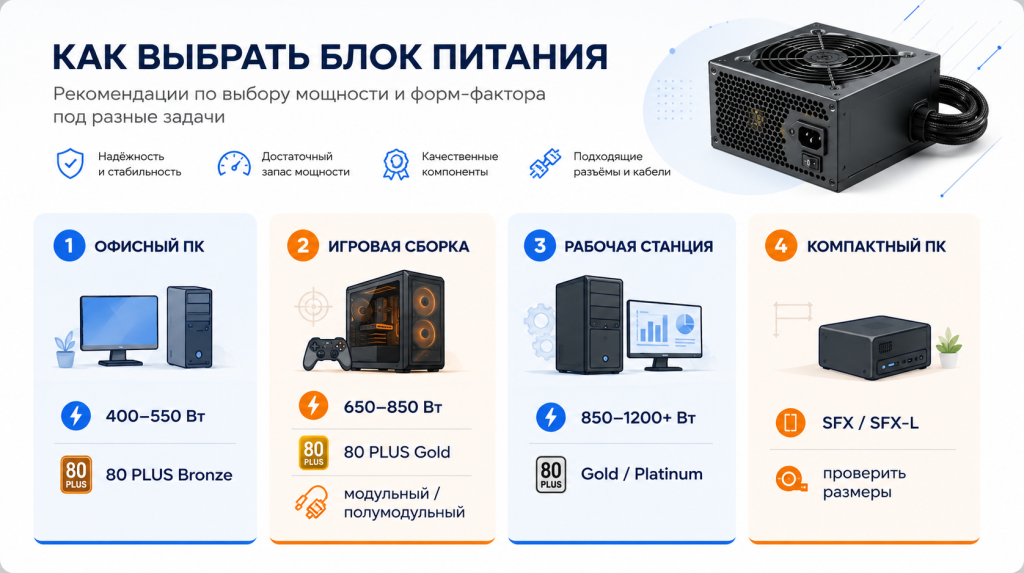 Рекомендации по выбору блока питания для компьютера