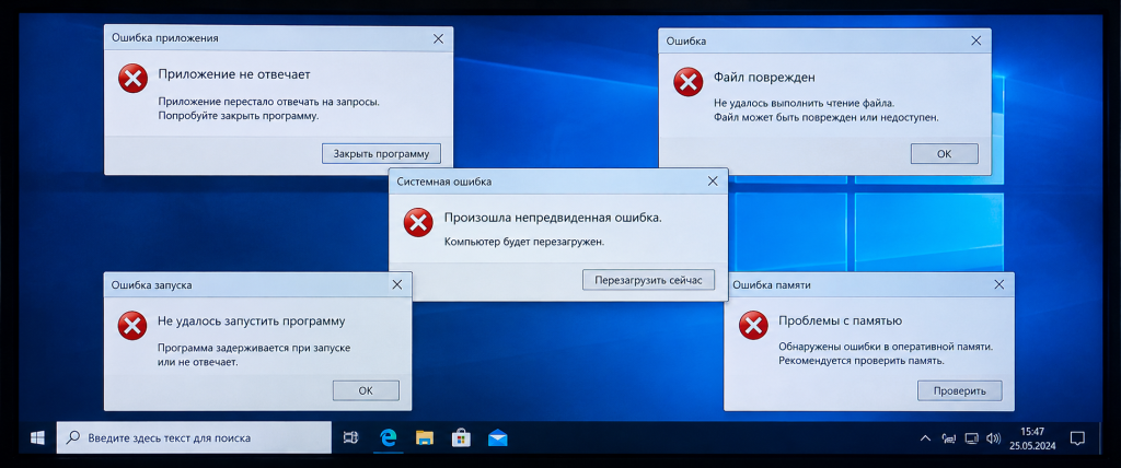 Системные ошибки Windows при нестабильной работе программ