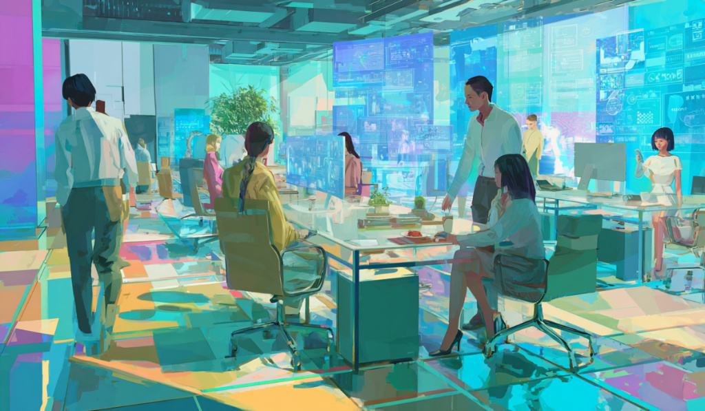 Девушка-менеджер общается по видеосвязи с клиентом