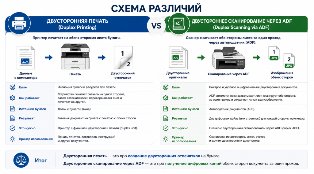 МФУ с двусторонней печатью и сканированием в офисе
