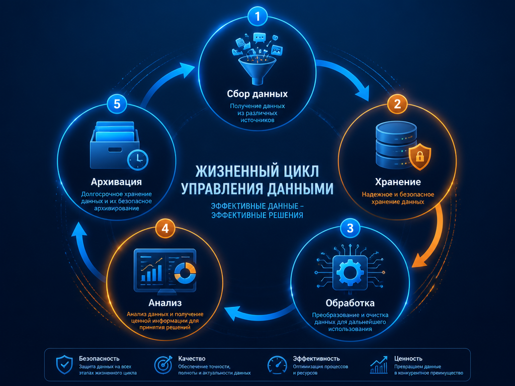 Схема жизненного цикла управления данными: от сбора до анализа