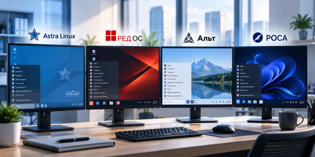 Российские операционные системы Astra Linux, РЕД ОС, Альт и РОСА — обзор 2026 года