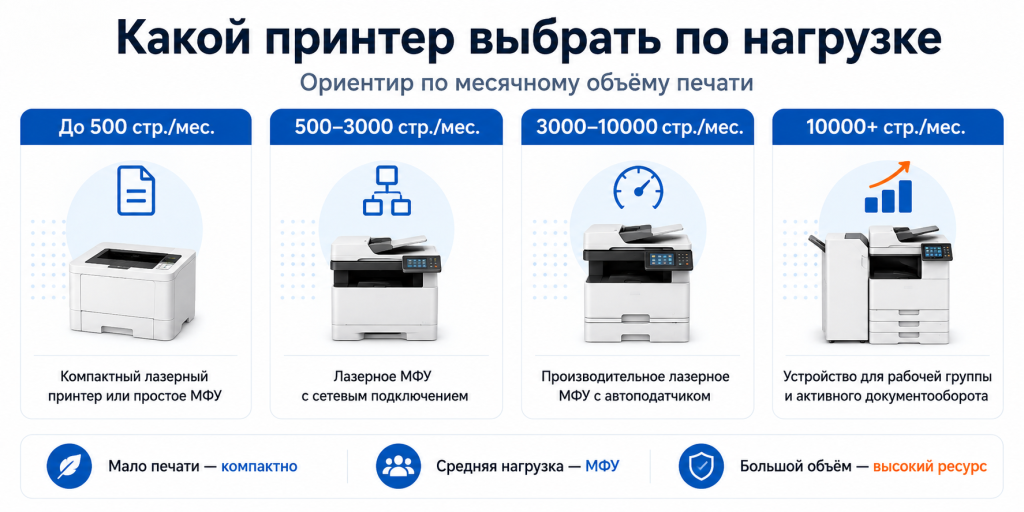 Выбор принтера по месячной нагрузке офиса