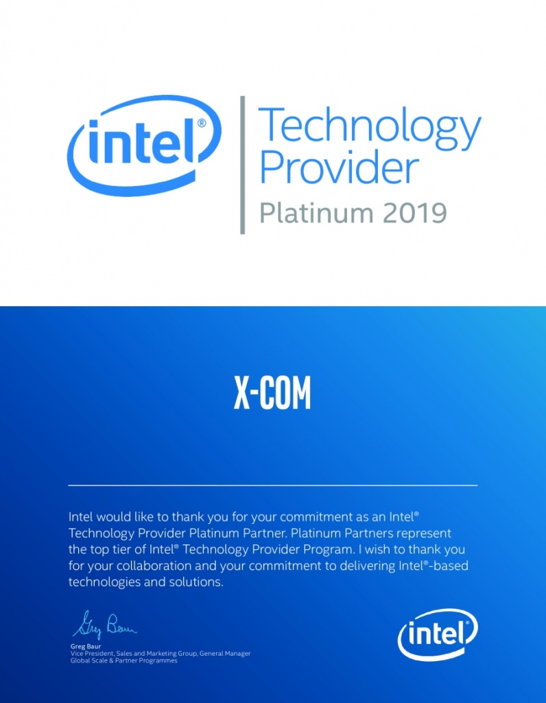X-Com подтвердила статус Платинового партнера Intel на 2019 г. X-Com подтвердила статус Платинового партнера Intel на 2019 г.