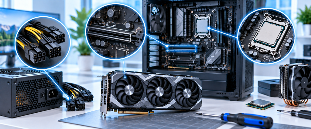 Проверка совместимости видеокарты с блоком питания, PCIe и процессором