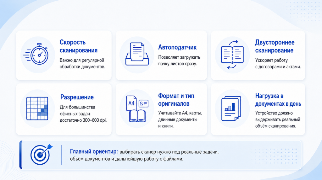 Ключевые параметры выбора
