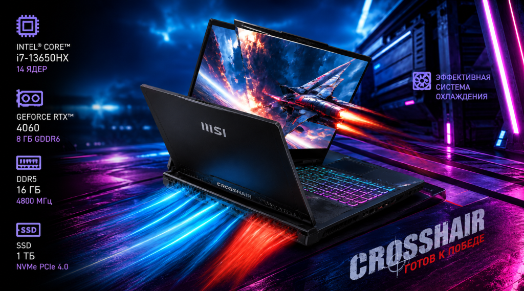 игровой ноутбук MSI Crosshair с RGB-подсветкой