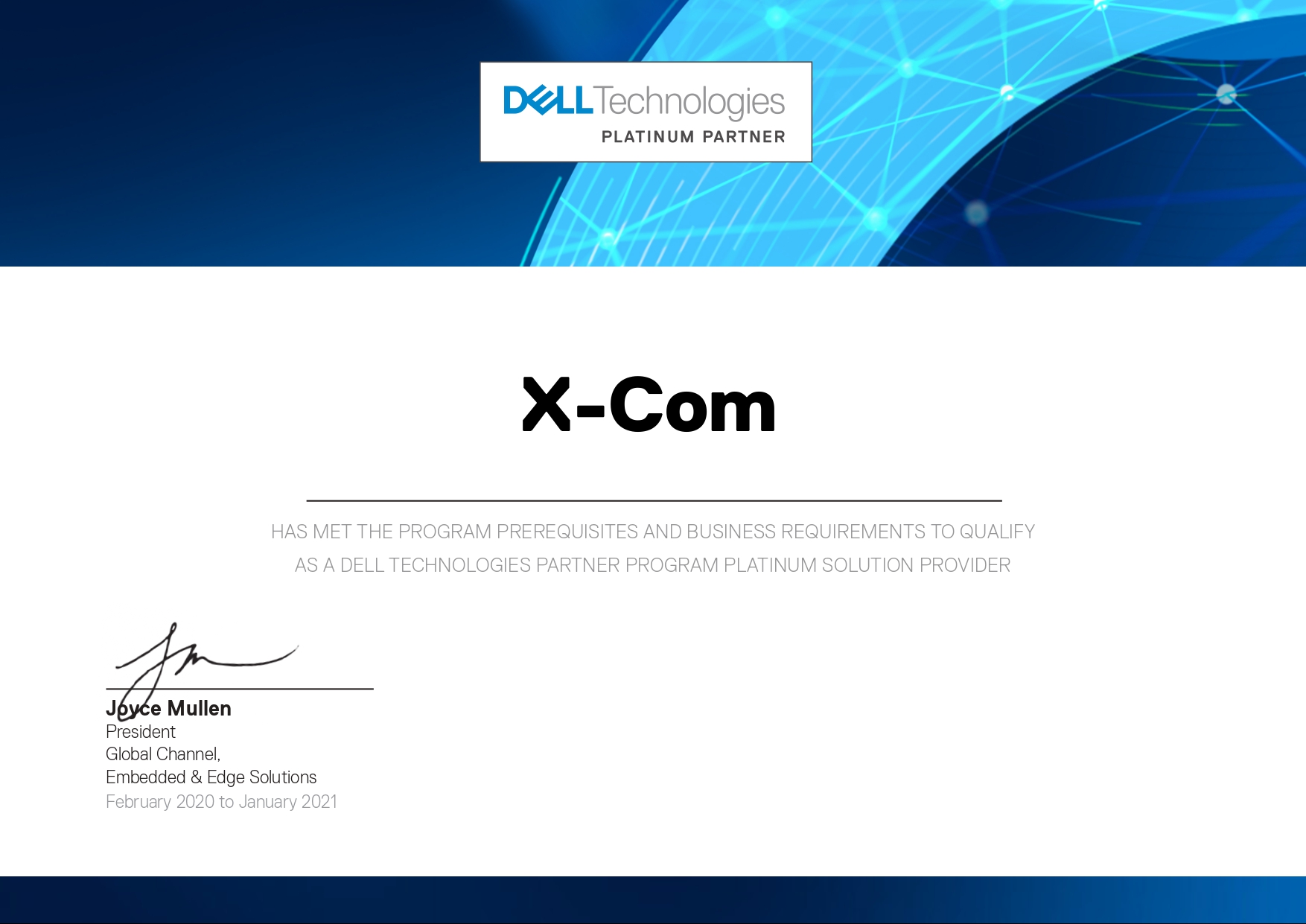 X-Com подтвердила статус Платинового партнера Dell Technologies