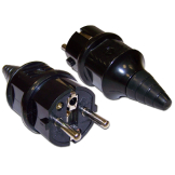 Вилка CEE 7/7 Schuko, 16A, 250V, прямая, разборная, черная Вилка CEE 7/7 Schuko, 16A, 250V, прямая, разборная, черная