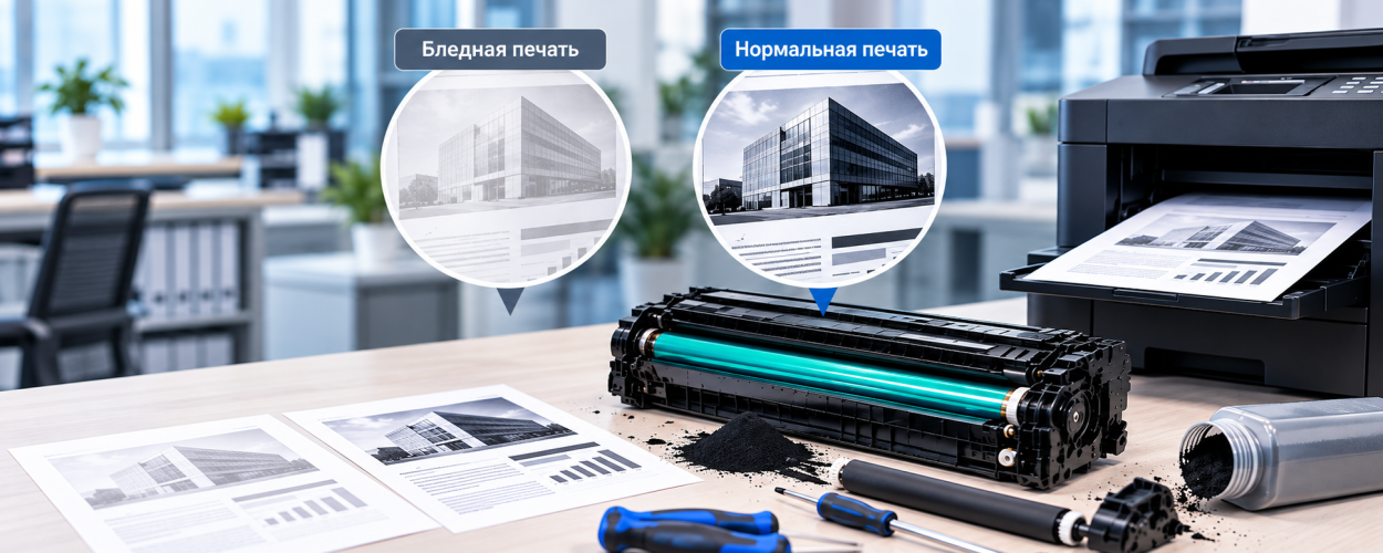 Почему лазерный принтер печатает бледно и как восстановить качество печати