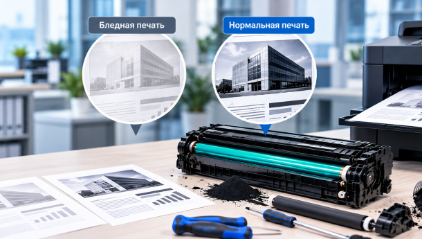 Почему лазерный принтер печатает бледно и как восстановить качество печати